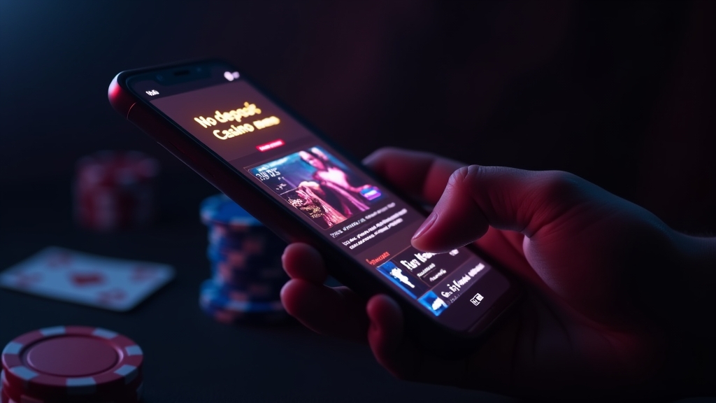 Jogador a explorar uma oferta sem depósito num telemóvel
